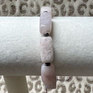 Rose Quartz & Hematite Natural Crystal Gemstone Stretch Bracelet